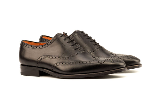 Brogue Mens Leather Shoes - Black