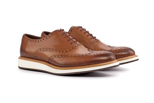 Brogue Mens Leather Shoes - Brown