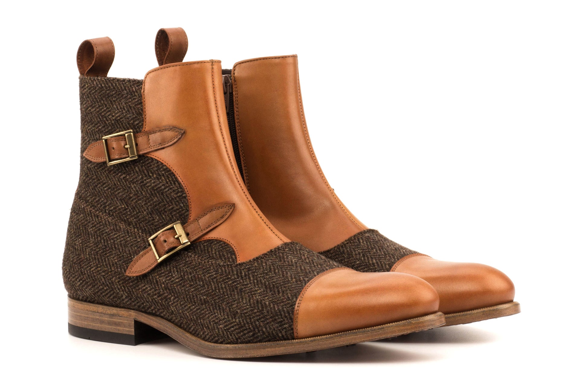 Double Monk Boots - Med Brown