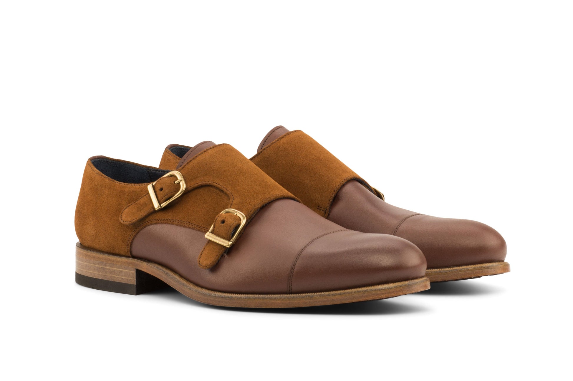 Double Monk Shoes - Brown Suede