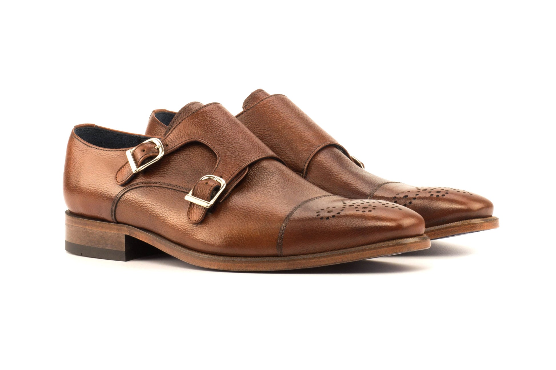 Double Monk Shoes - Med Brown